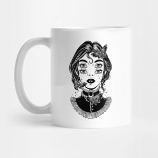 Cute victorian witch with butterflies and four eyes Mug